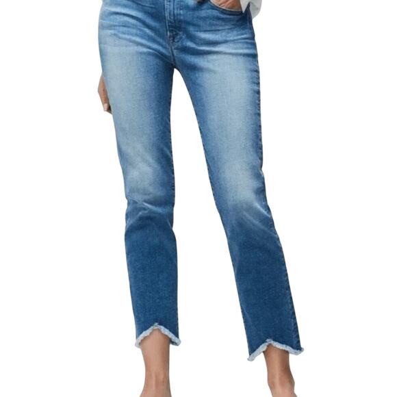 Frame Womens Le High Straight White Chaple Triangle Raw Hem Jeans Size 33 - Picture 1 of 8